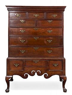 * An English Oak Chest on Chest