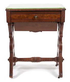 A Victorian Sewing Table Height 30 x width 24 1/4 x depth 17 inches.