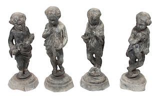 A Set of Garden Statuary Height of tallest 25 1/4 inches.