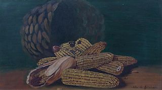 Alice L. Gliecleson, (American, early 20th century), Still Life with Corn