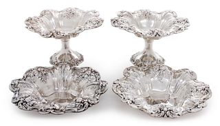 Four American Silver Serving Articles, Reed & Barton, Taunton, MA, Francis I pattern, comprising two pedestal bowls and two s