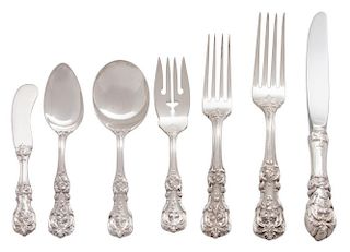 An American Silver Flatware Services, Reed & Barton, Taunton, MA, Francis I pattern, comprising: 16 dinner knives 8 dinner fo