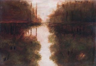 Dwight William Tryon, (American, 1849-1925), River Landscape