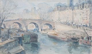 Maximilien Luce, (French, 1858-1941), Paysage avec Pont