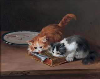 Alfred Arthur Brunel de Neuville, (French, 1851- 1941), Kittens