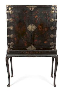An Asian Chest on Stand Height of chest 35 x width 38 1/2 x depth 22 inches.; Height overall 66 1/4 inches.