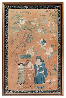 A Chinese Embroidered Silk Panel