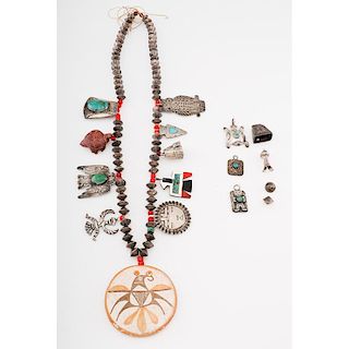Southwestern Indian Charm Necklace 1920's-1940's