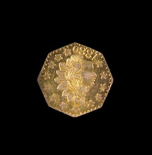 A United States 1880 Octagonal Indian Head: California Half-Dollar Gold Coin