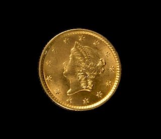 A United States 1852 Liberty Head: Type 1 $1 Gold Coin