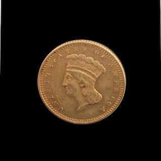 A United States 1857 Indian Princess: Type 3 $1 Gold Coin