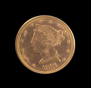 A United States 1881 Liberty Head $5 Gold Coin