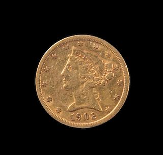 A United States 1902-S Liberty Head $5 Gold Coin