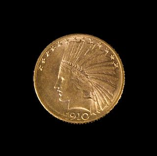 A United States 1910-D Indian Head $10 Gold Coin