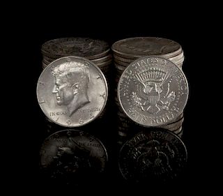 A Collection of 35 United States 1964 John F. Kennedy Silver Half-Dollars
