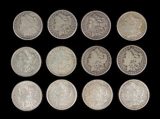 A Group of Twelve United States Morgan Silver Dollar Coins