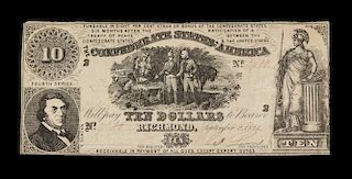 A Confederate States of America 1861 T-30 $10 Note