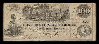 A Confederate States of America 1862 T-39 $100 Note