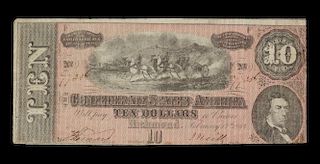 A Confederate States of America 1864 T-68 $10 Note