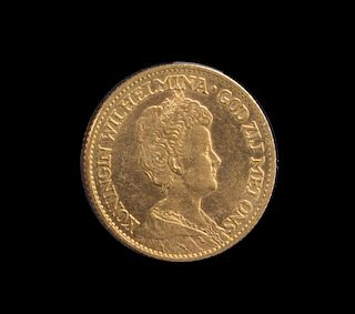 A Netherlands 1912 10 Guilder Gold Coin