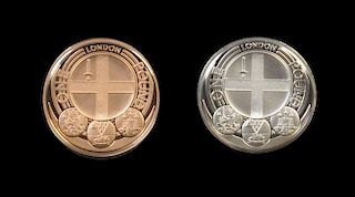 A United Kingdom Royal Mint 2010 London Plaster Mold and Two-Coin Proof Set