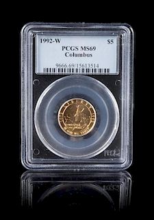 A United States 1992-W Christopher Columbus Quincentennial $5 Gold Coin