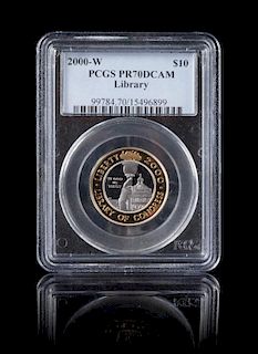 A United States 2000-W Library of Congress $10 Bi-Metallic Proof