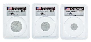 A Group of Three United States 2006-W Statue of Liberty Platinum Proofs