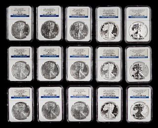 A Collection of United States 2011 Silver Eagle: Early Release $1 Proof and Mint Coins