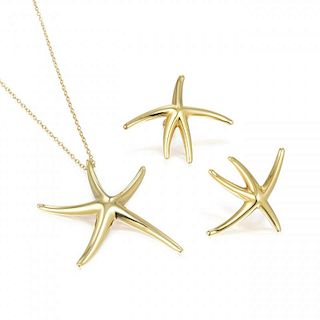 Tiffany & Co. Elsa Peretti Starfish Pendant Necklace and Earrings Set
