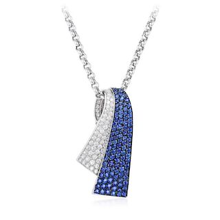 A Sapphire and Diamond Pendant Necklace