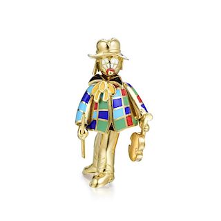 A French Gold and Enamel Clown Pin