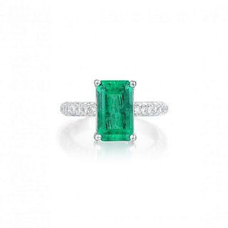 A 2.18-Carat Colombian Emerald and Diamond Ring