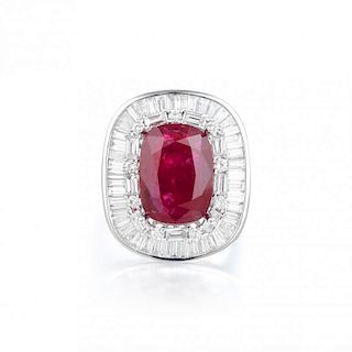 A 5.41-Carat Unheated Ruby and Diamond Ballerina Ring