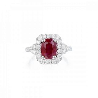 A 2.72-Carat Unheated Burmese Ruby and Diamond Ring