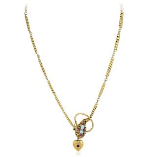 An Antique Gemstone Snake Necklace