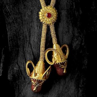 Ilias Lalaounis Gold and Sunstone Ram's Head Necklace