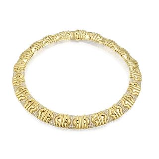 A Gold and Diamond Necklace, in the Style of Bulgari