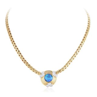 A Black Opal and Diamond Necklace