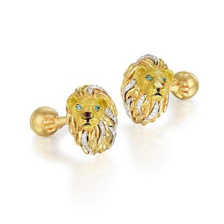 Tiffany & Co. Diamond and Emerald Lion Cufflinks
