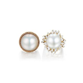 A Lot of Two Pearl and Diamond Rings