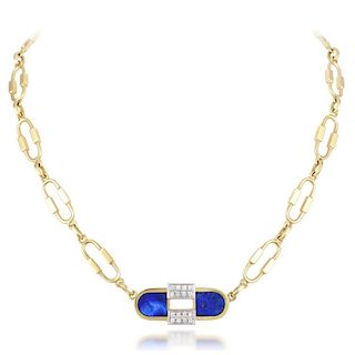 Cartier Lapis and Diamond Necklace