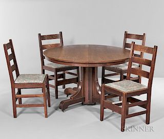 Gustav Stickley Dining Table and Five Chairs