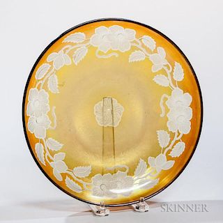 Tiffany Gold Favrile Decorated Low Bowl