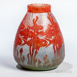 Le Verre Francais Cameo Glass Art Deco Vase