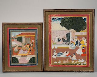 Two Mughal-style Miniature Paintings 两幅印度小型绘画