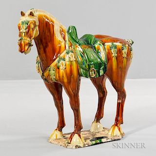 Monumental Tang-style Caparisoned Horse 大型唐三彩马