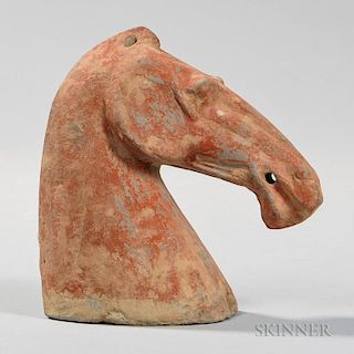 Red-painted Earthenware Horse Head 红色陶制马头