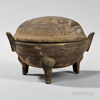 Stoneware Tripod Covered Vessel 三足陶器