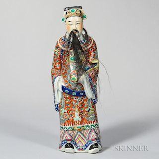 Enameled Porcelain Statue of the Star God, Lu 彩瓷人物